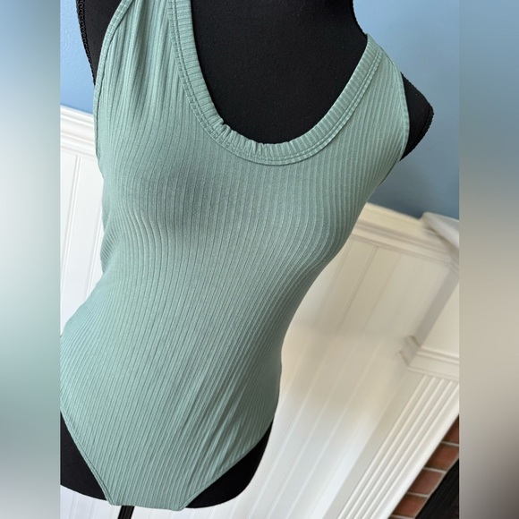 NWOT Free People Speed Dial Racer Back Bodysuit ~ Sea Breeze ~ Medium - Picture 3 of 4